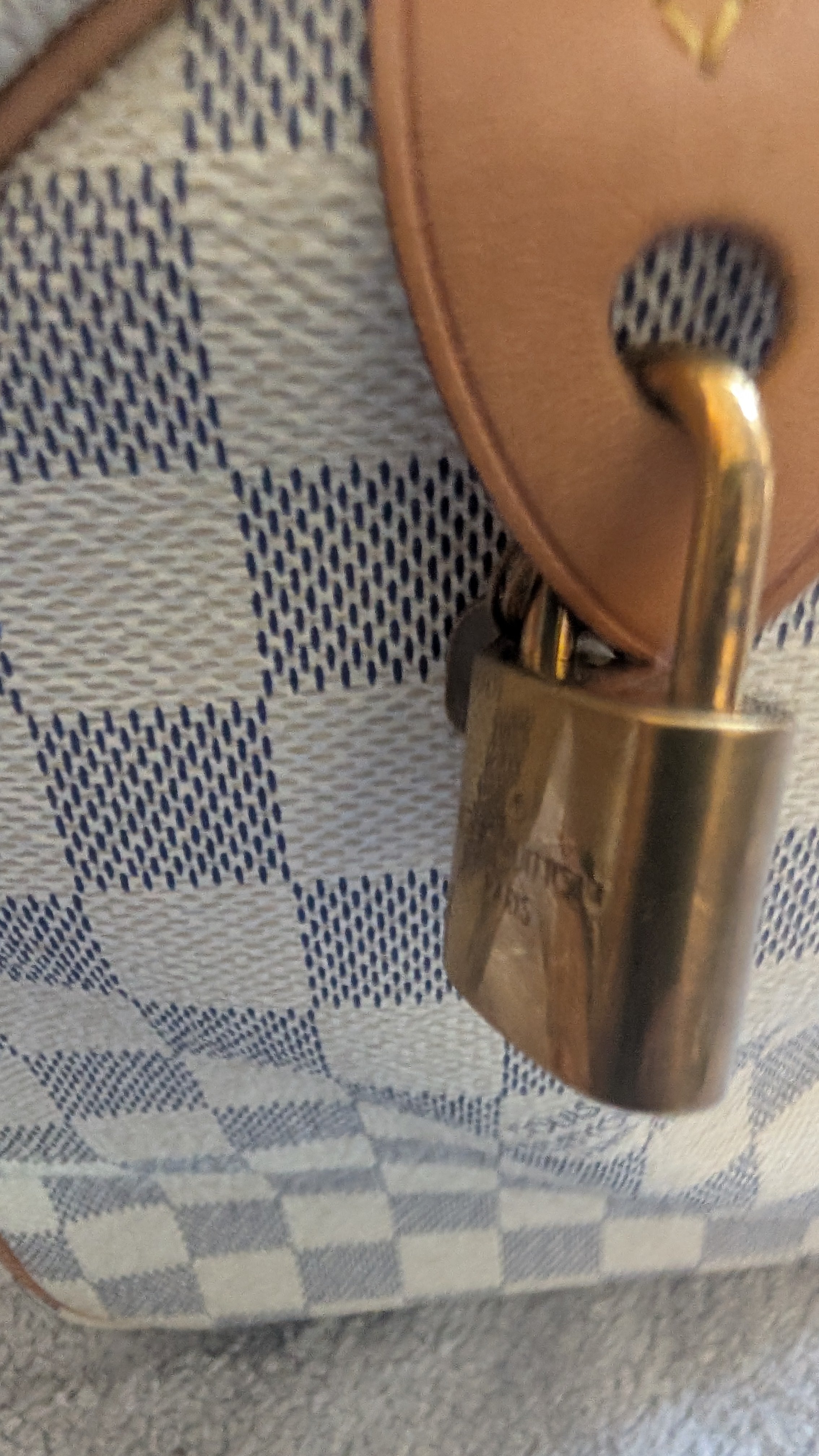 padlock Pre-owned Louis Vuitton Speedy 30 Damier Azur Canvas Hand Bag