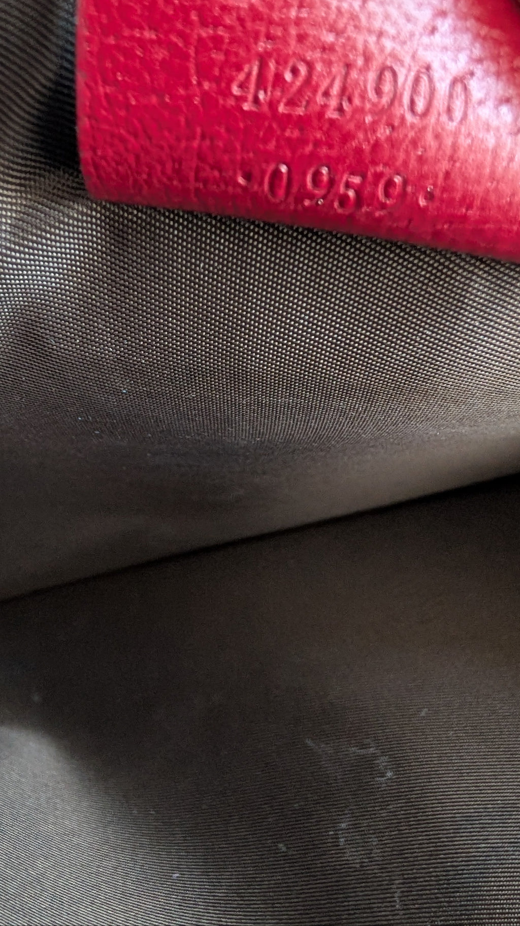 Close up of serial number for Pre-owned Gucci GG Supreme Tian Clutch Bag