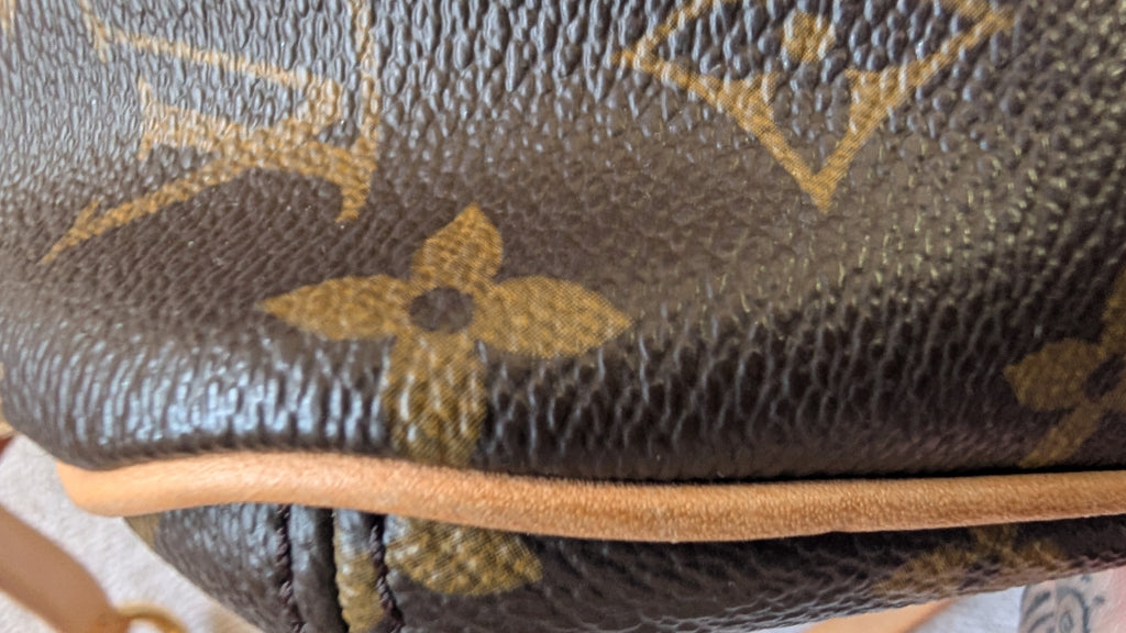 corner one Pre-owned Louis Vuitton Tikal Shoulder Bag PM Brown Canvas Leather Monogram