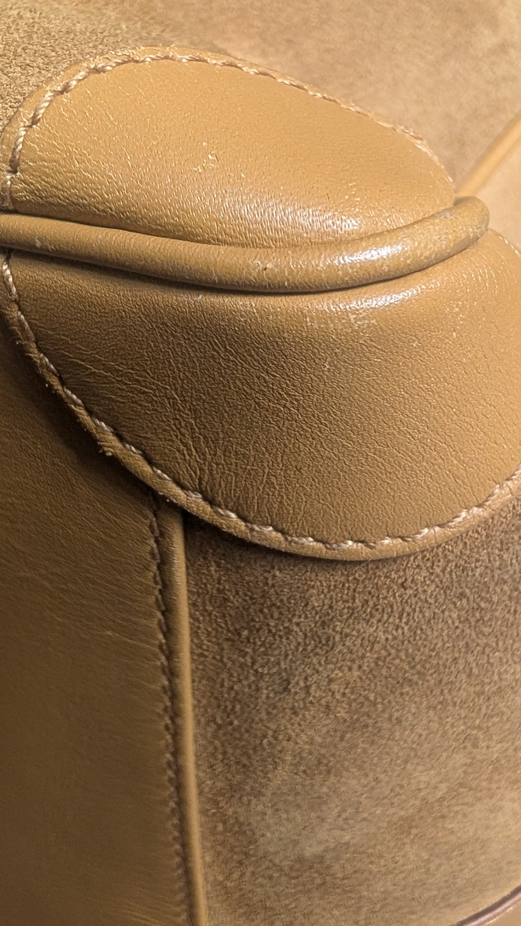 second corner of Pre-Owned Gucci Mustard Brown Suede Boston Bag 