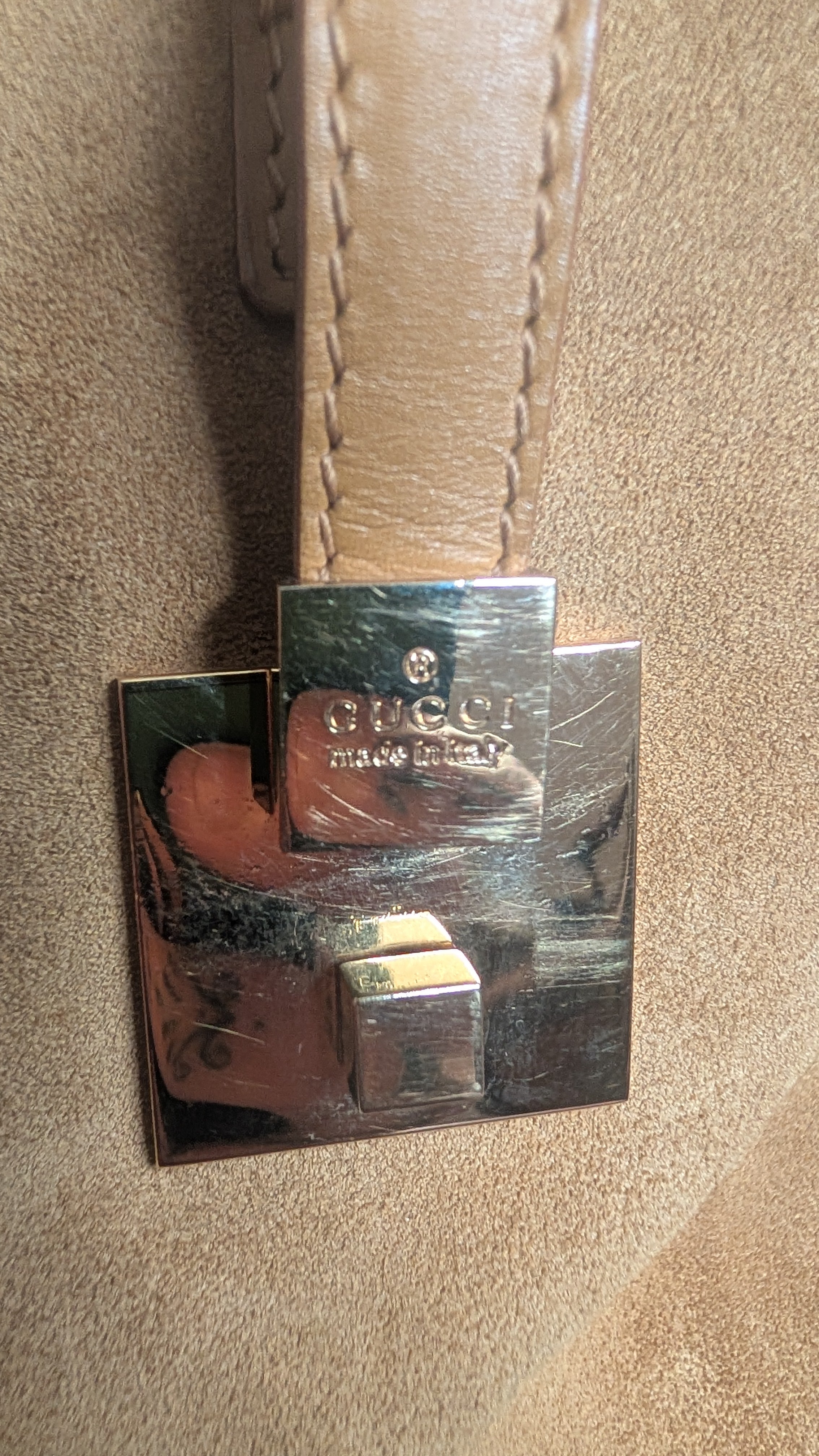 Pre-Owned Gucci Mustard Brown Suede Boston Bag