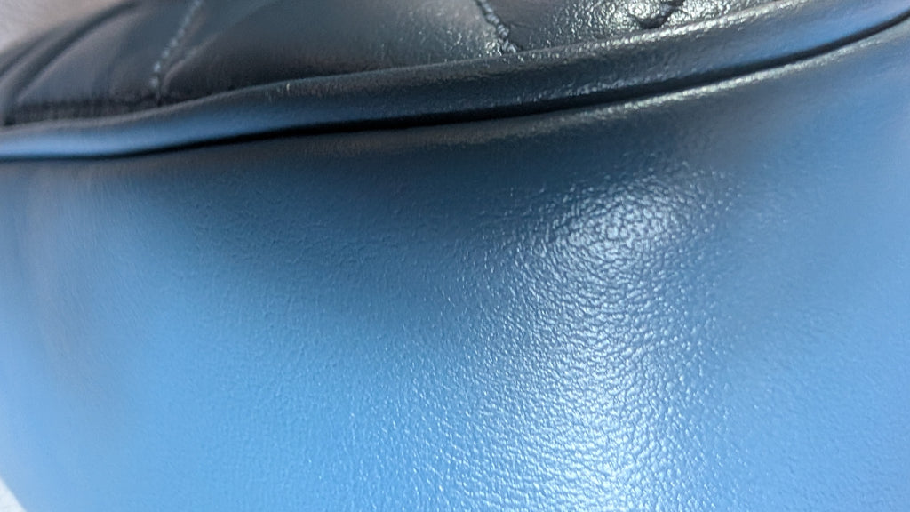 one corner Pre-Owned Gucci GG Marmont Blue Leather Camera Bag