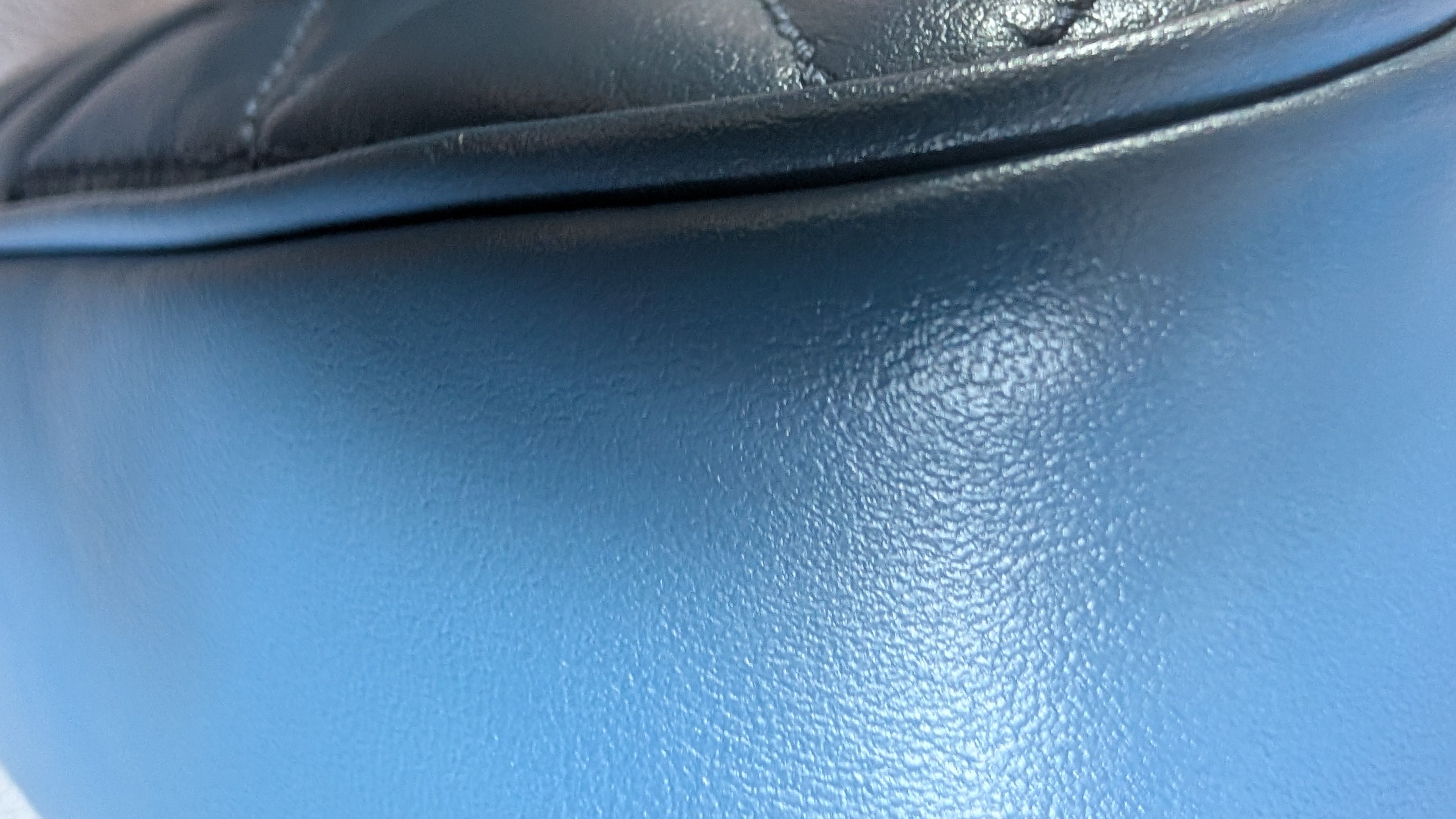 one corner Pre-Owned Gucci GG Marmont Blue Leather Camera Bag