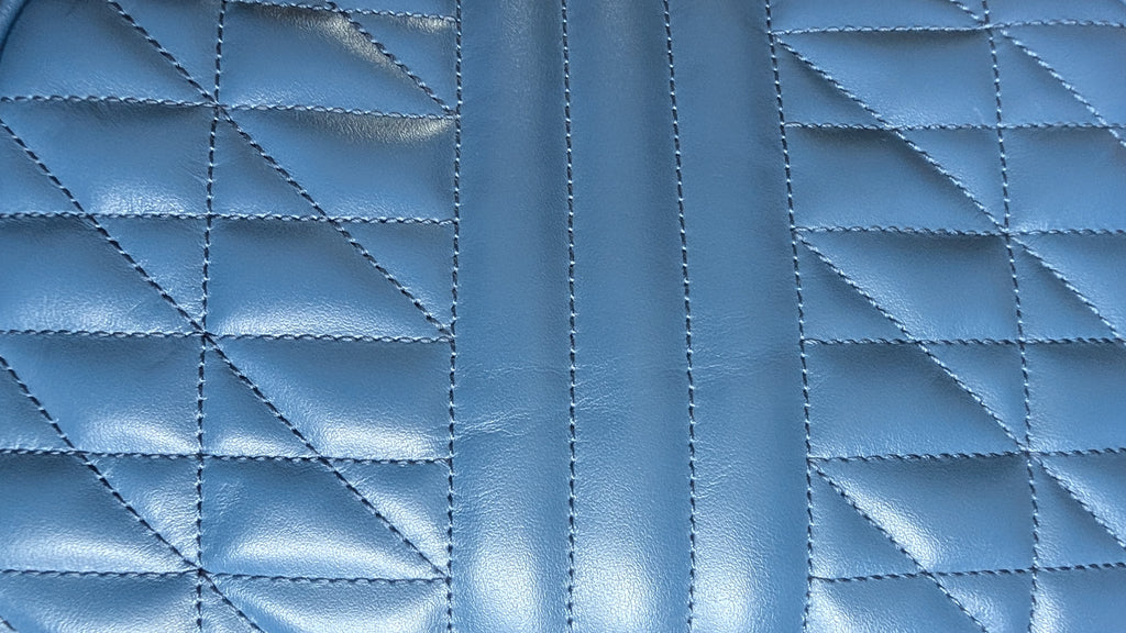 back of Pre-Owned Gucci GG Marmont Blue Leather Camera Bag