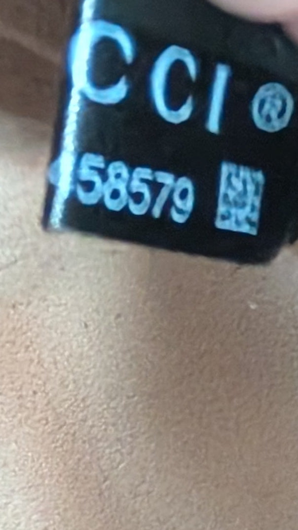 other side of serial number of the label Pre-Owned Gucci GG Marmont Blue Leather Camera Bag
