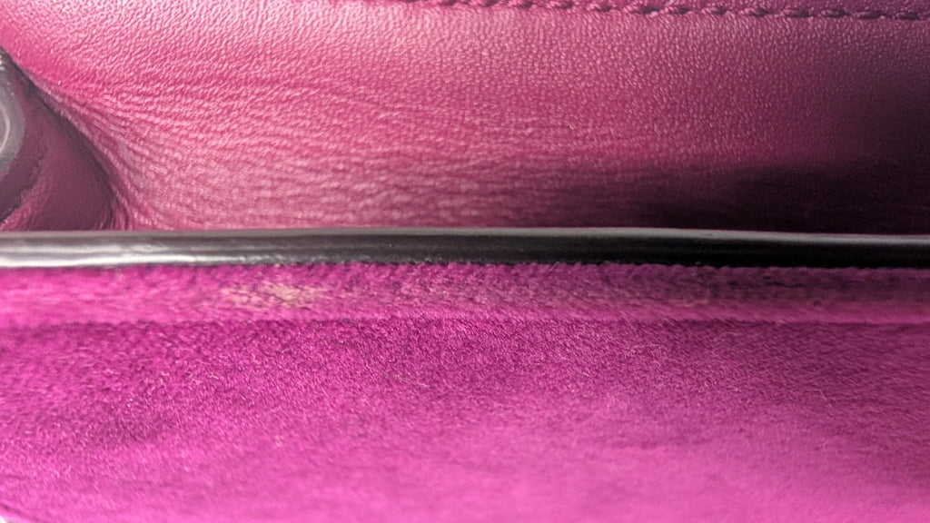 inside condition Pre-Owned Gucci Dionysus Mini Purple Velvet Leather Crossbody Shoulder Bag
