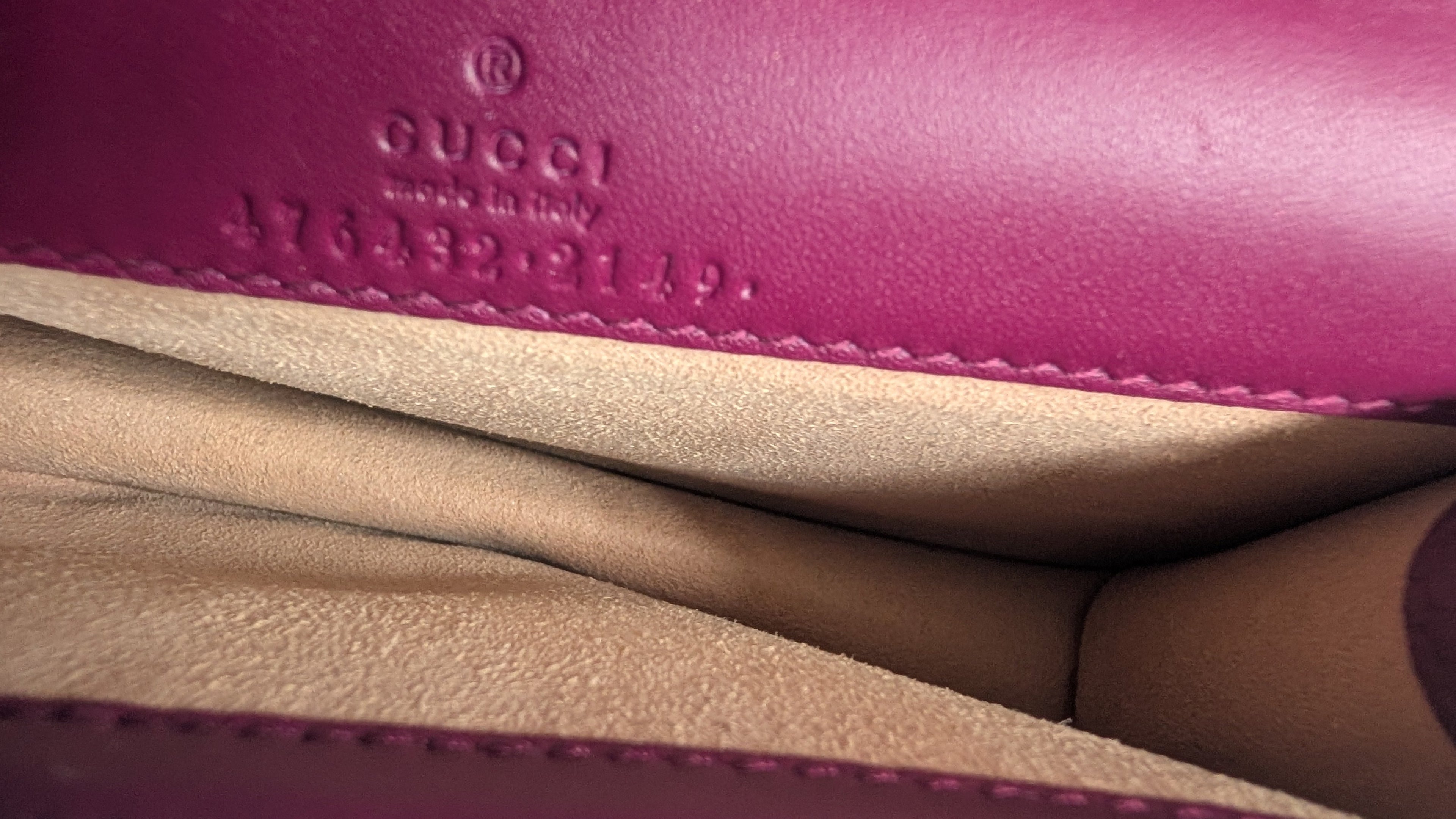 gucci inside serial number Pre-Owned Gucci Dionysus Mini Purple Velvet Leather Crossbody Shoulder Bag