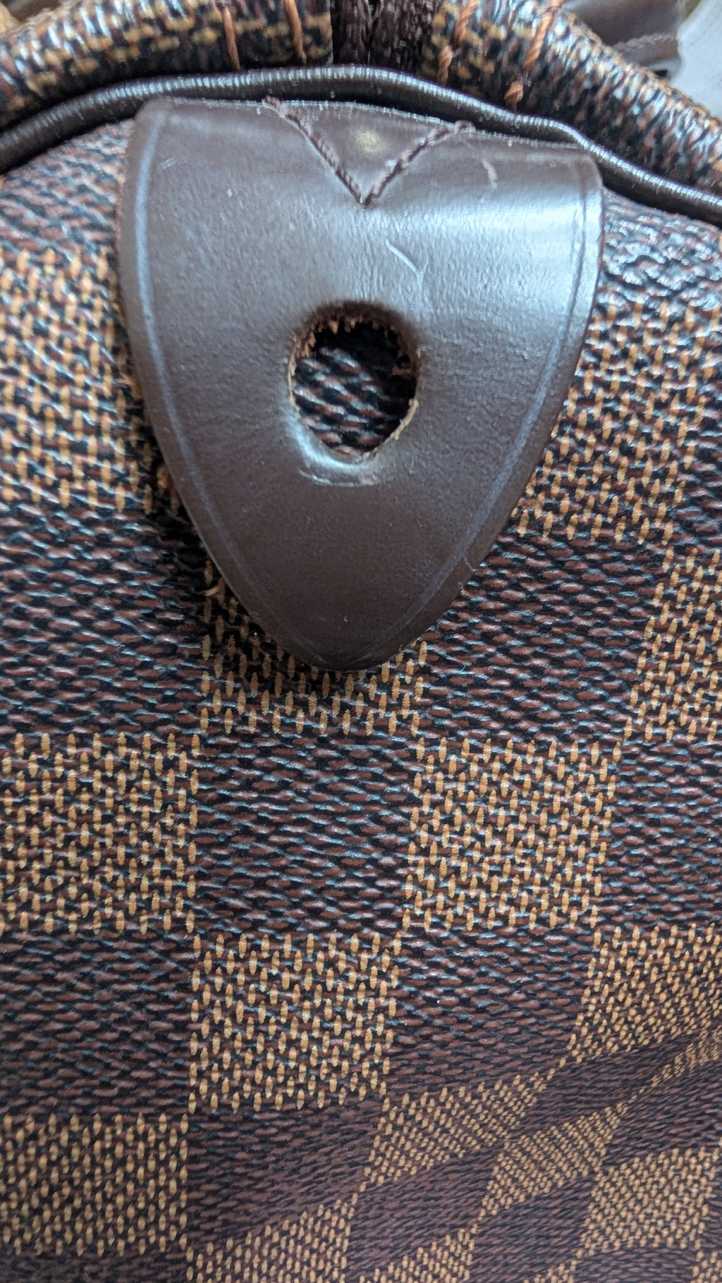 leather label Pre-owned Louis Vuitton speedy 35 Damier Ebene