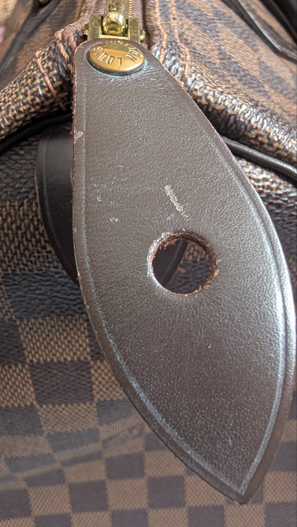 mark on leather label Pre-owned Louis Vuitton speedy 35 Damier Ebene
