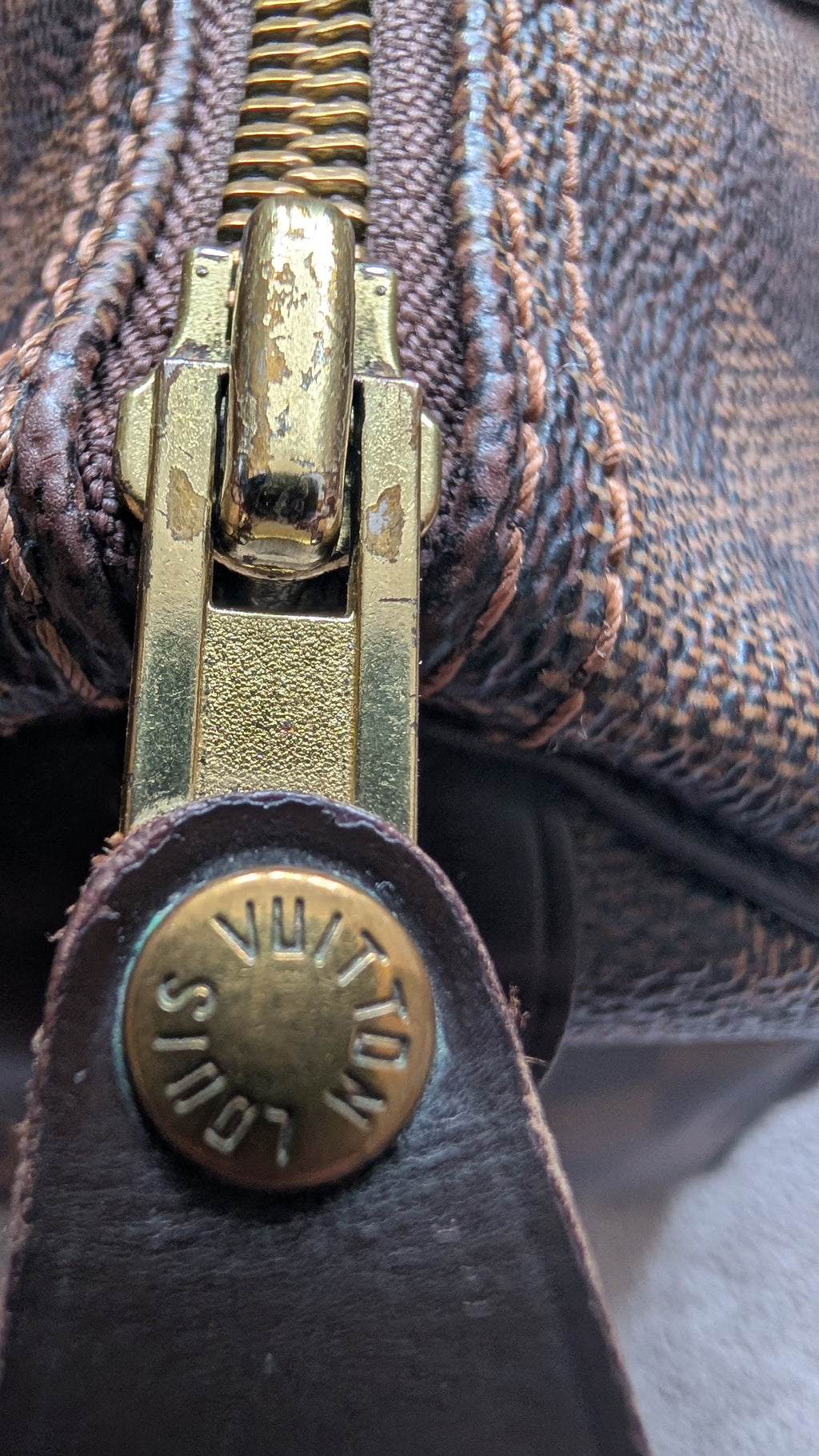 zip condition Pre-owned Louis Vuitton speedy 35 Damier Ebene