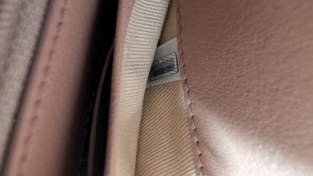 showing serial number for Pre-Owned Jimmy Choo Cheri Continental Encrusted Powder Pink Wallet On Chain