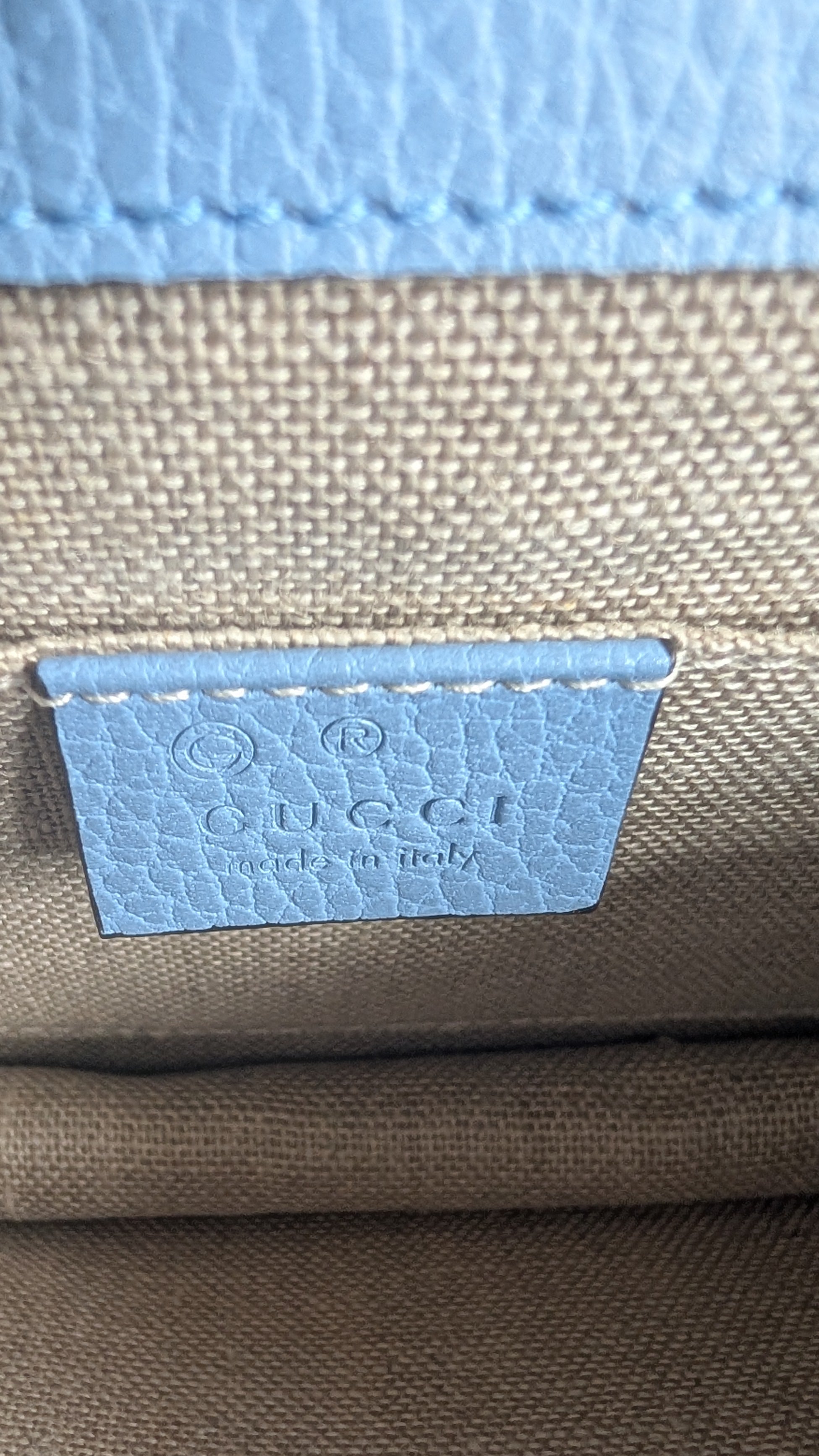 gucci leather label Pre-Owned Blue Gucci GG Interlocking Cross Body Bag