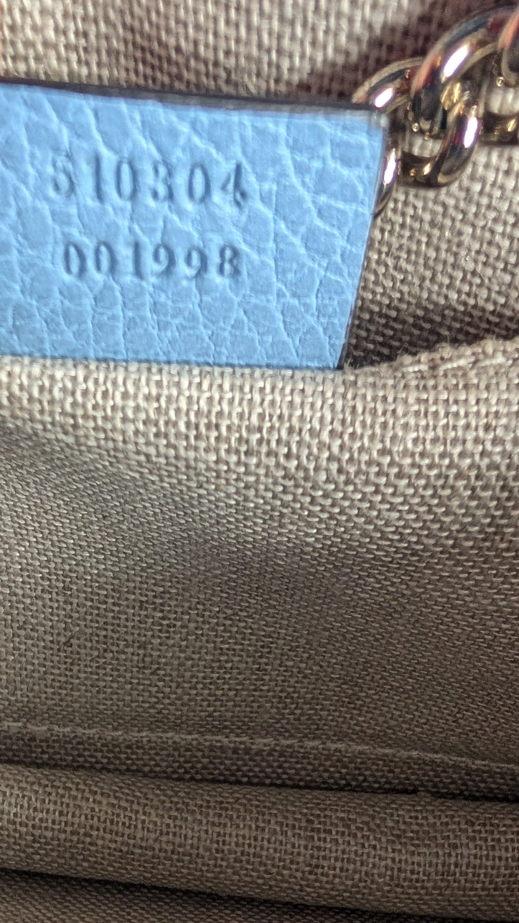 serial number for Pre-Owned Blue Gucci GG Interlocking Cross Body Bag