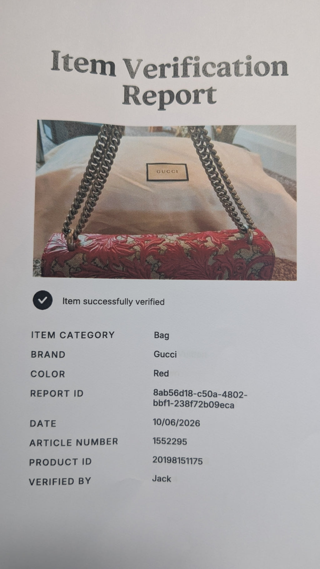 Certificate of Authenticity Pre-Owned Gucci GG Coated Canvas Supreme and Leather Arabesque Medium Dionysus Bag