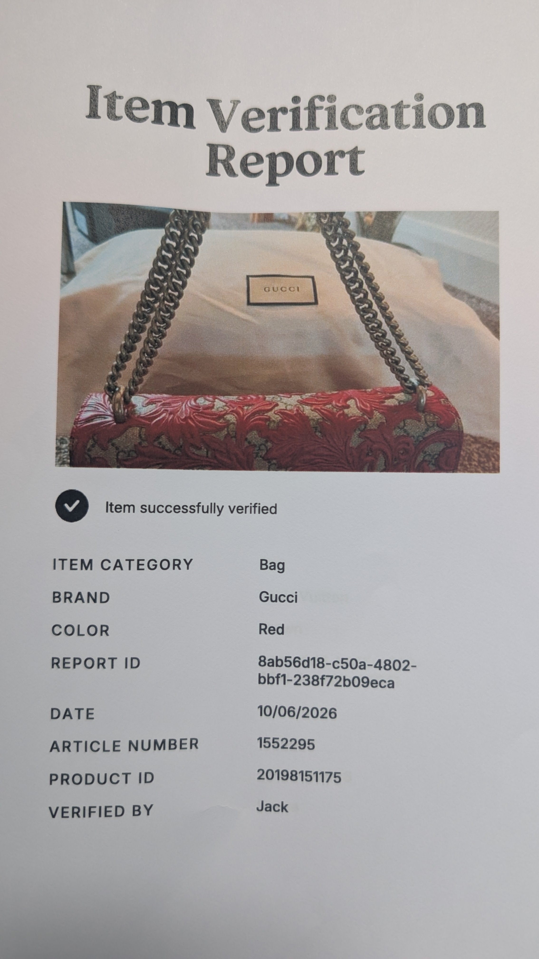 Certificate of Authenticity Pre-Owned Gucci GG Coated Canvas Supreme and Leather Arabesque Medium Dionysus Bag