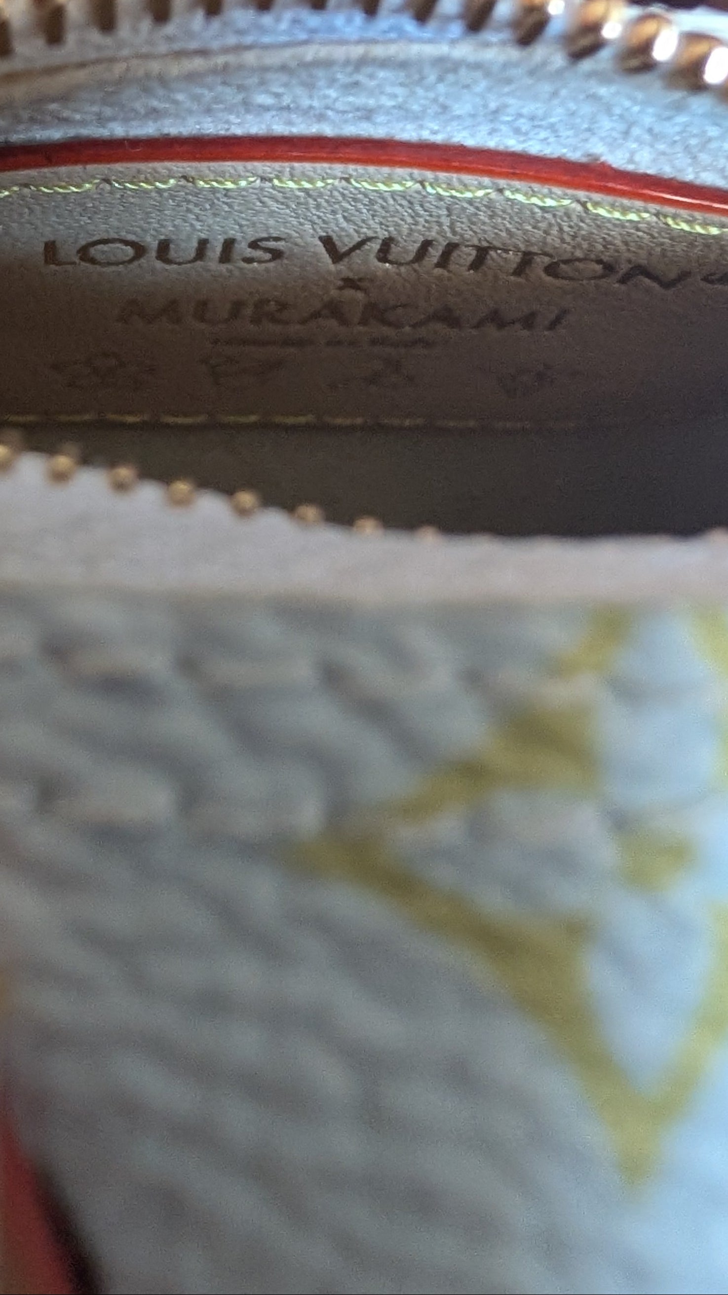 inside label Louis Vuitton x Takashi Murakami White Multicolore Micro Speedy Bag Charm