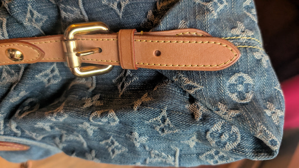 corner 2 Louis Vuitton Neo Cabby MM Monogram Denim Blue Shoulder Bag