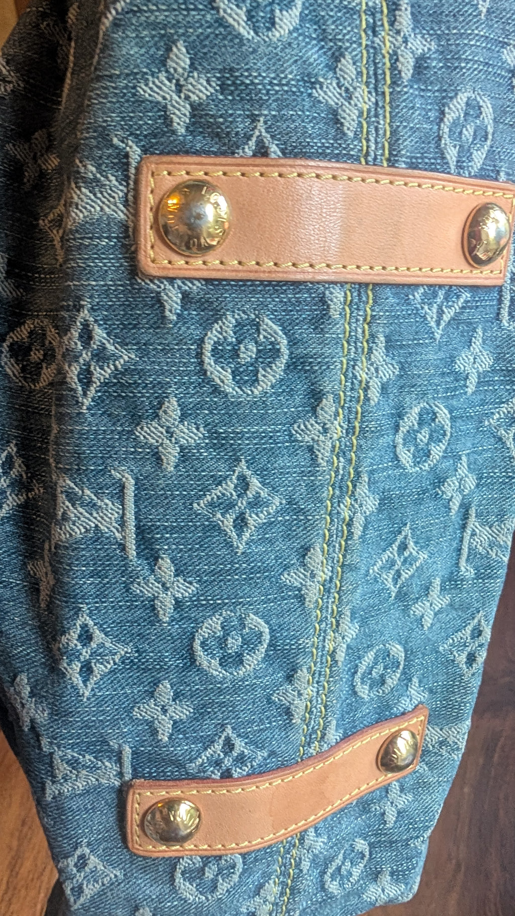 bottom Louis Vuitton Neo Cabby MM Monogram Denim Blue Shoulder Bag