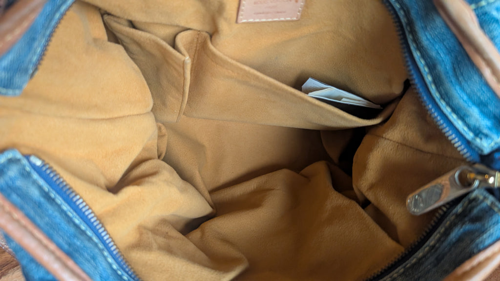 inside Louis Vuitton Neo Cabby MM Monogram Denim Blue Shoulder Bag