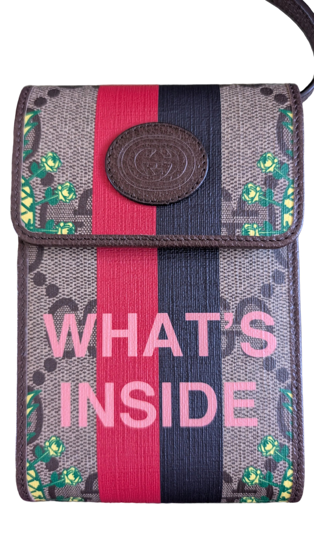 WHATS INSIDE CANVAS Pre-Owned Gucci x Ken Scott "What's Inside" Crossbody Phone Holder – GG Supreme Canvas – Full Set
