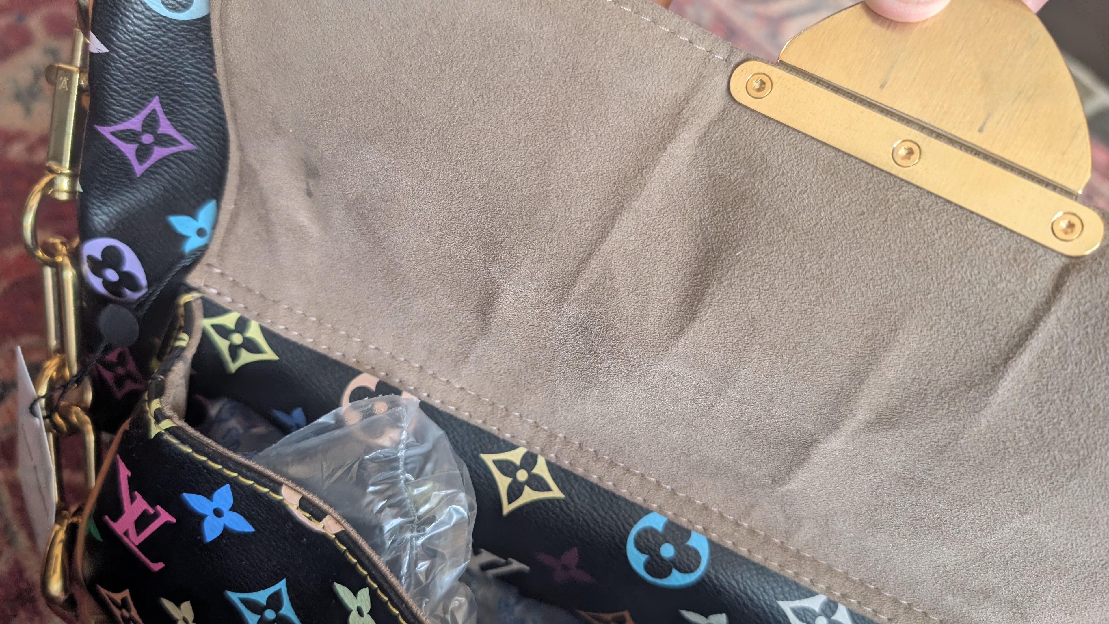 front pocket Pre-Owned Louis Vuitton x Takashi Murakami Rita  Multicolore Monogram Black