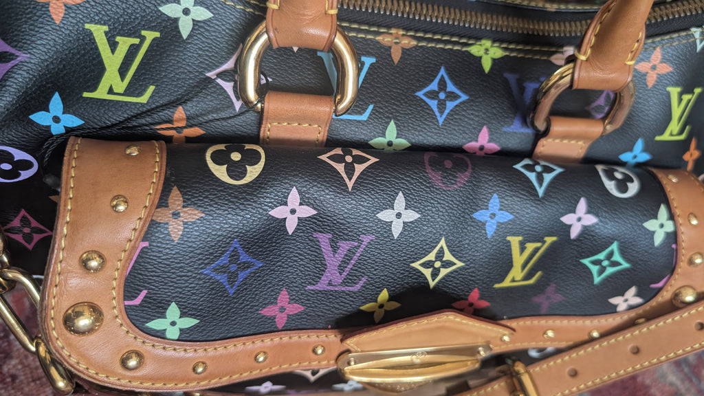 close up Pre-Owned Louis Vuitton x Takashi Murakami Rita  Multicolore Monogram Black