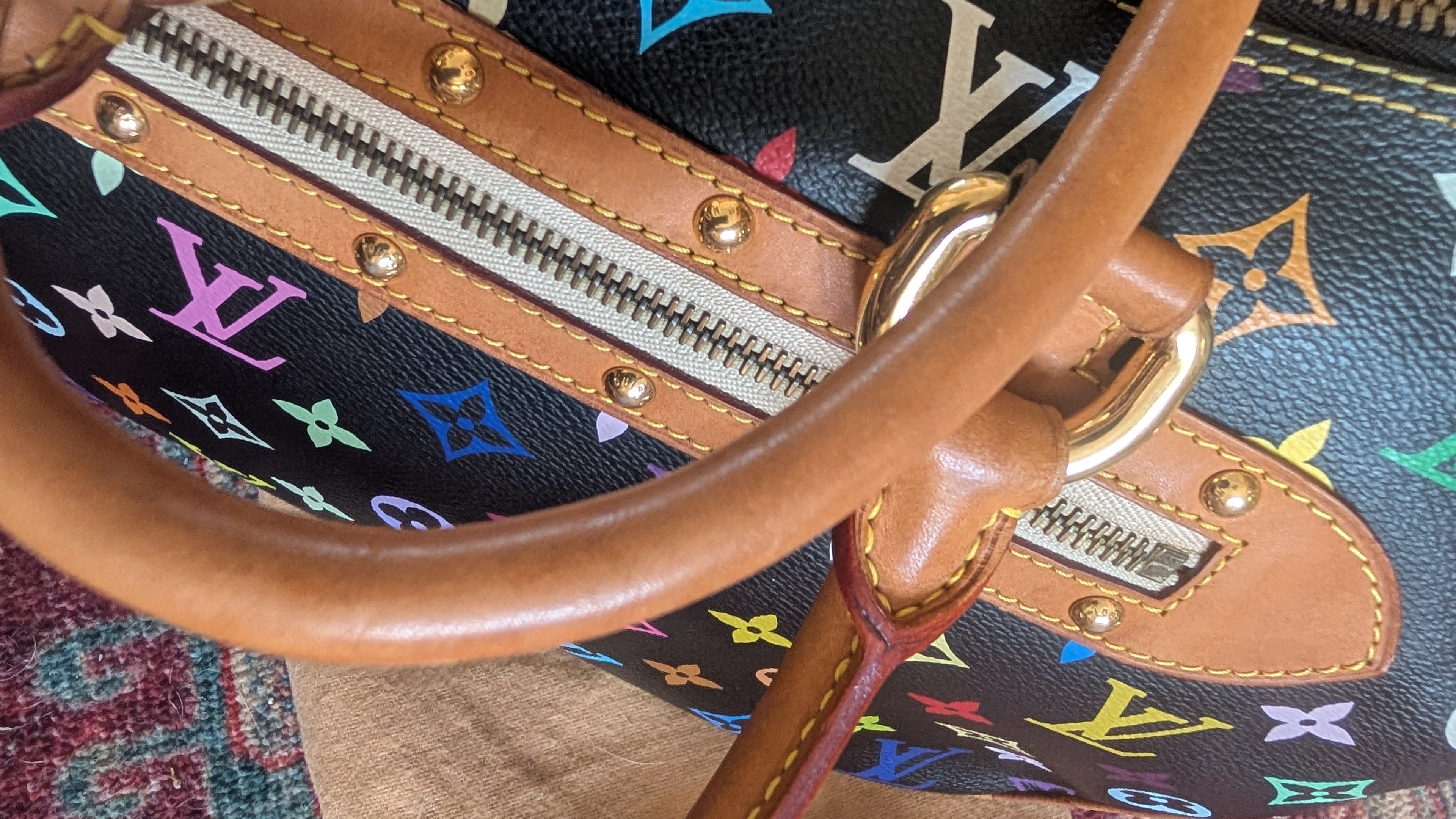 handle Pre-Owned Louis Vuitton x Takashi Murakami Rita  Multicolore Monogram Black