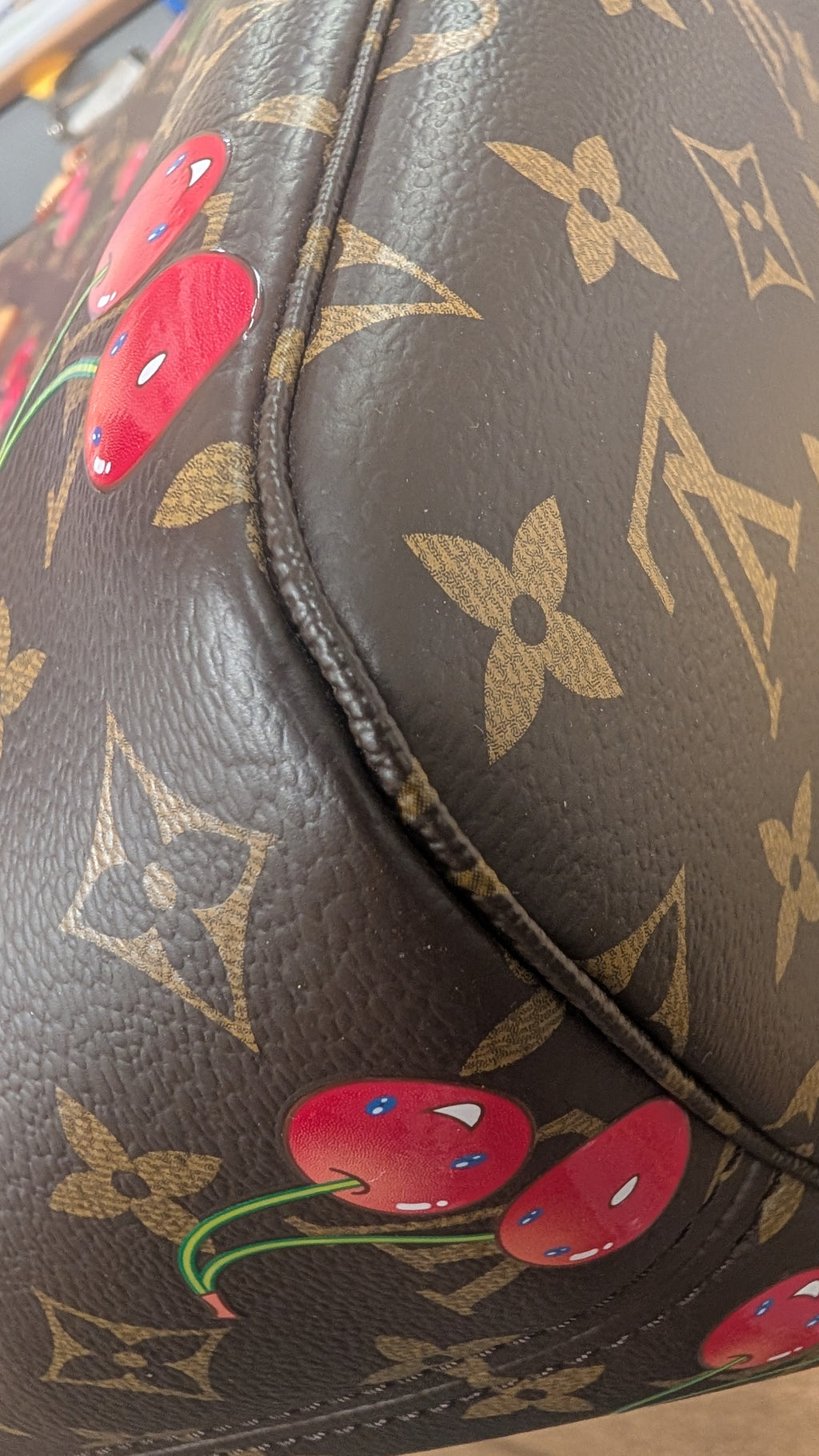 edges Pre-Owned Louis Vuitton x Takashi Murakami Cherry Neverfull MM Tote Bag with Pouch