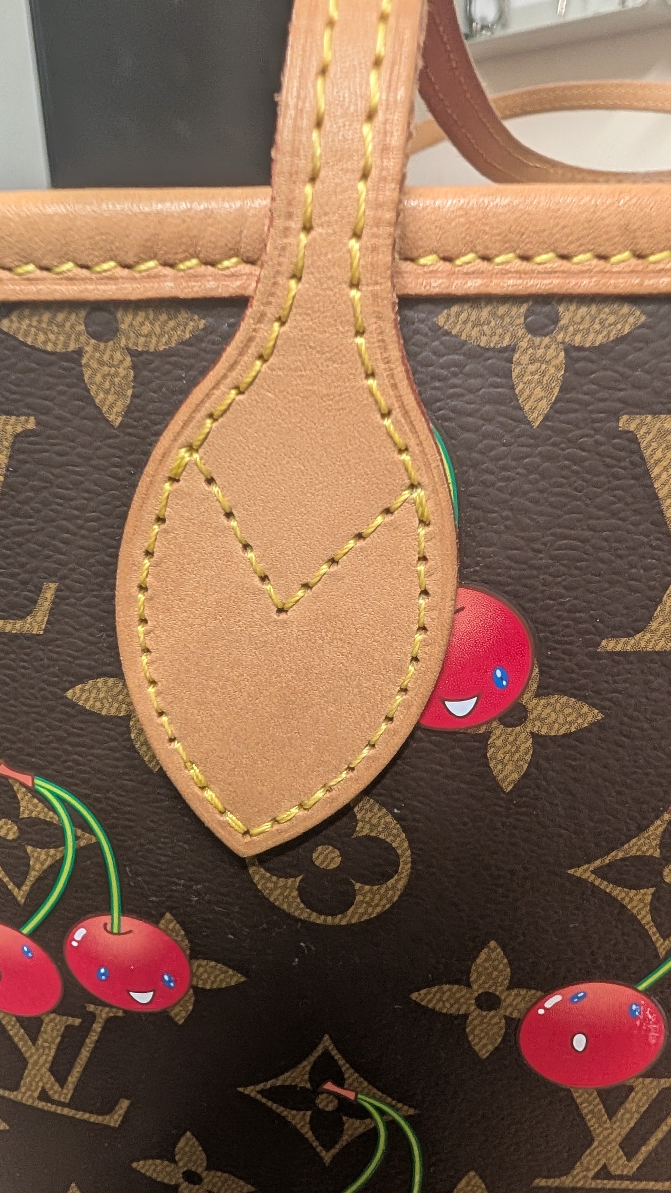 strap xonditiin Pre-Owned Louis Vuitton x Takashi Murakami Cherry Neverfull MM Tote Bag with Pouch