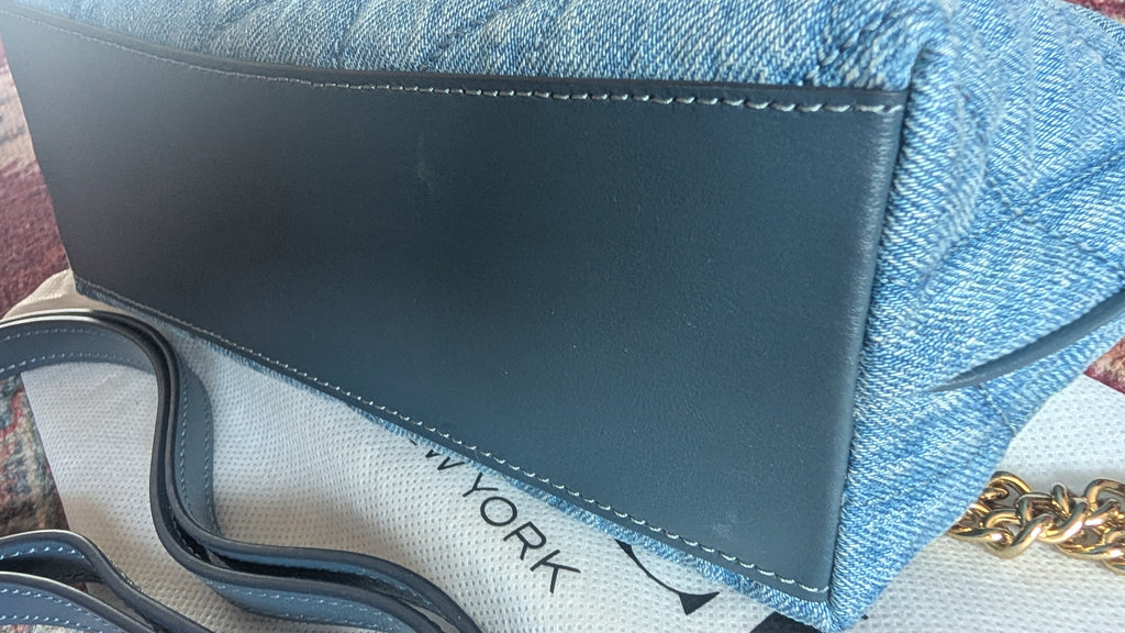 bottom mark Pre-Owned Coach Quilted Denim Convertible Shoulder Bag 