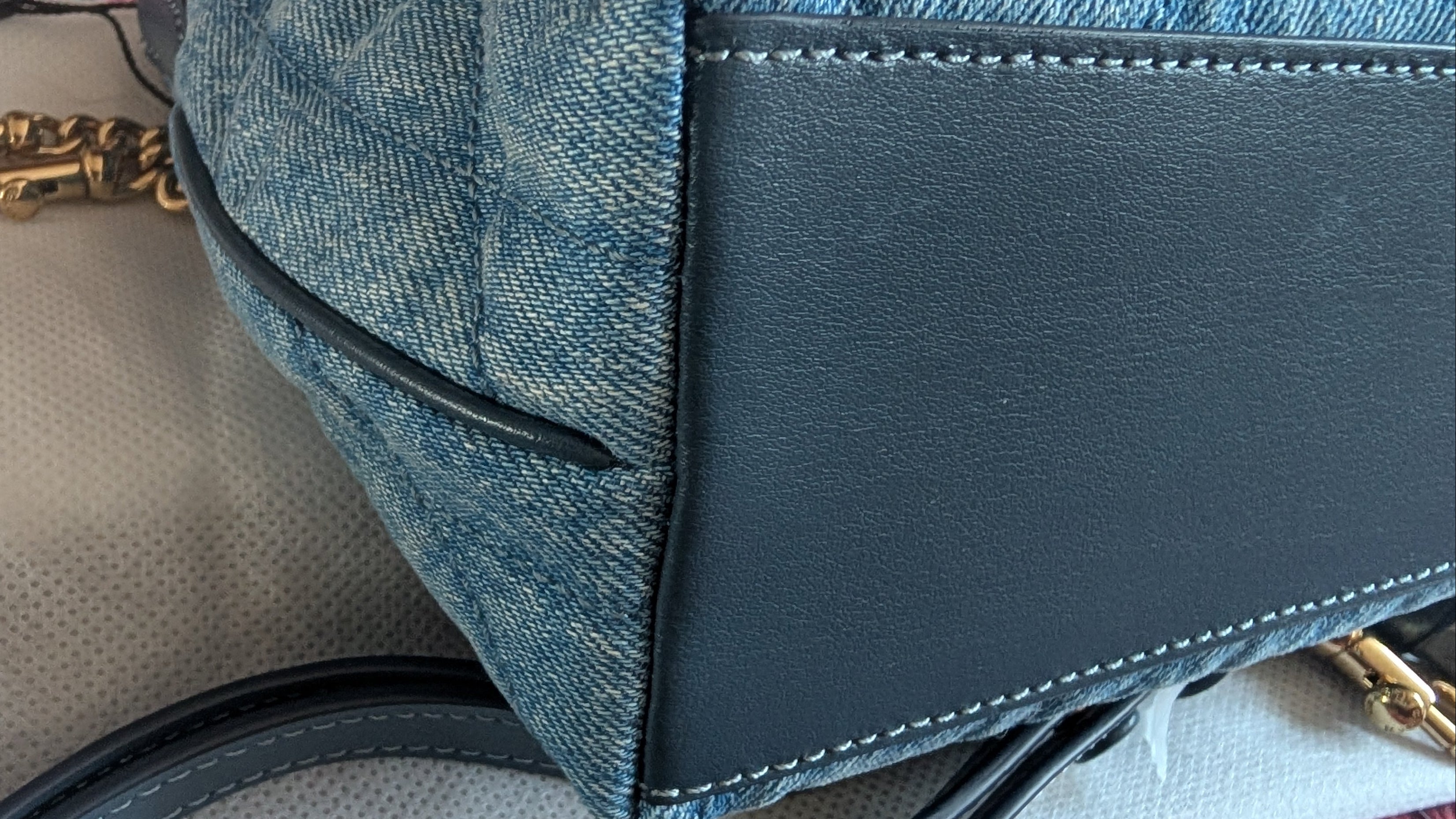 corners Pre-Owned Coach Quilted Denim Convertible Shoulder Bag 