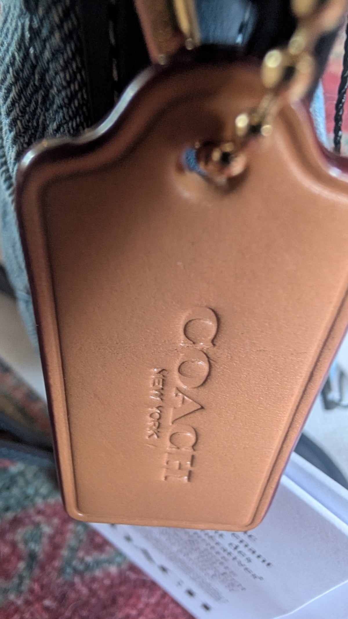 coach tag Pre-Owned Coach Quilted Denim Convertible Shoulder Bag 