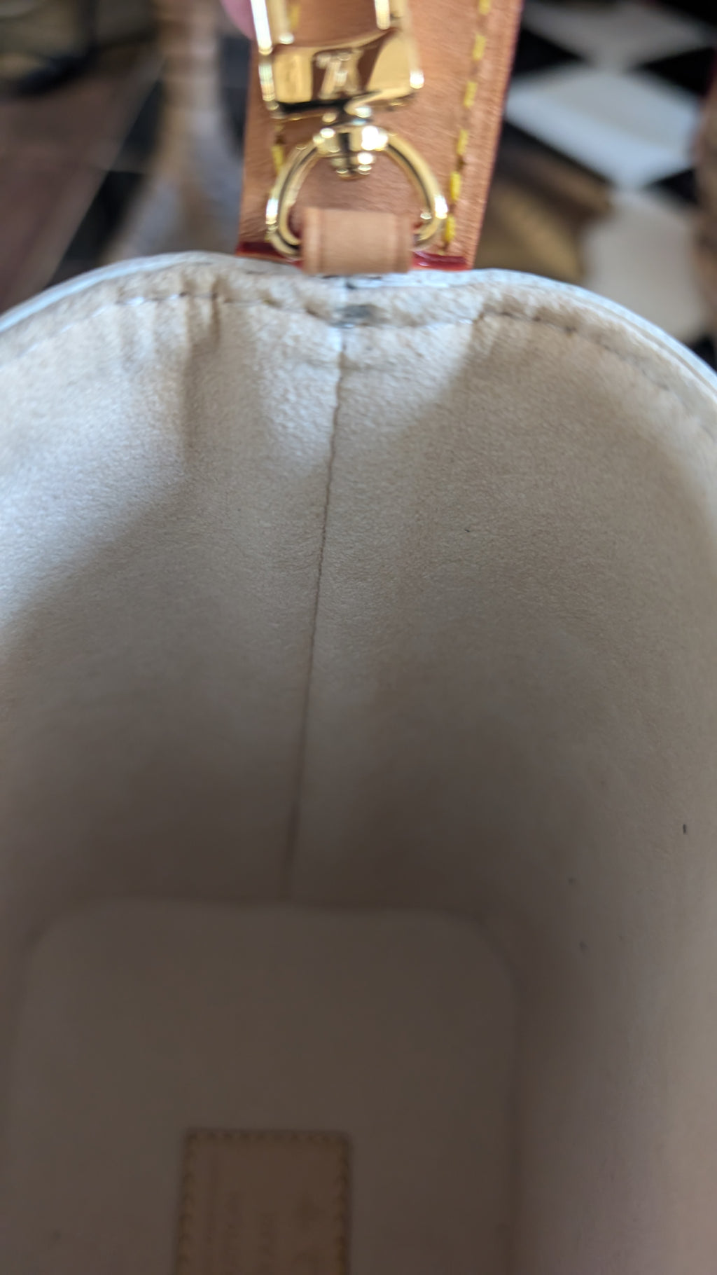 mark on inside Louis Vuitton x Takashi Murakami All In BB Bucket Bag 