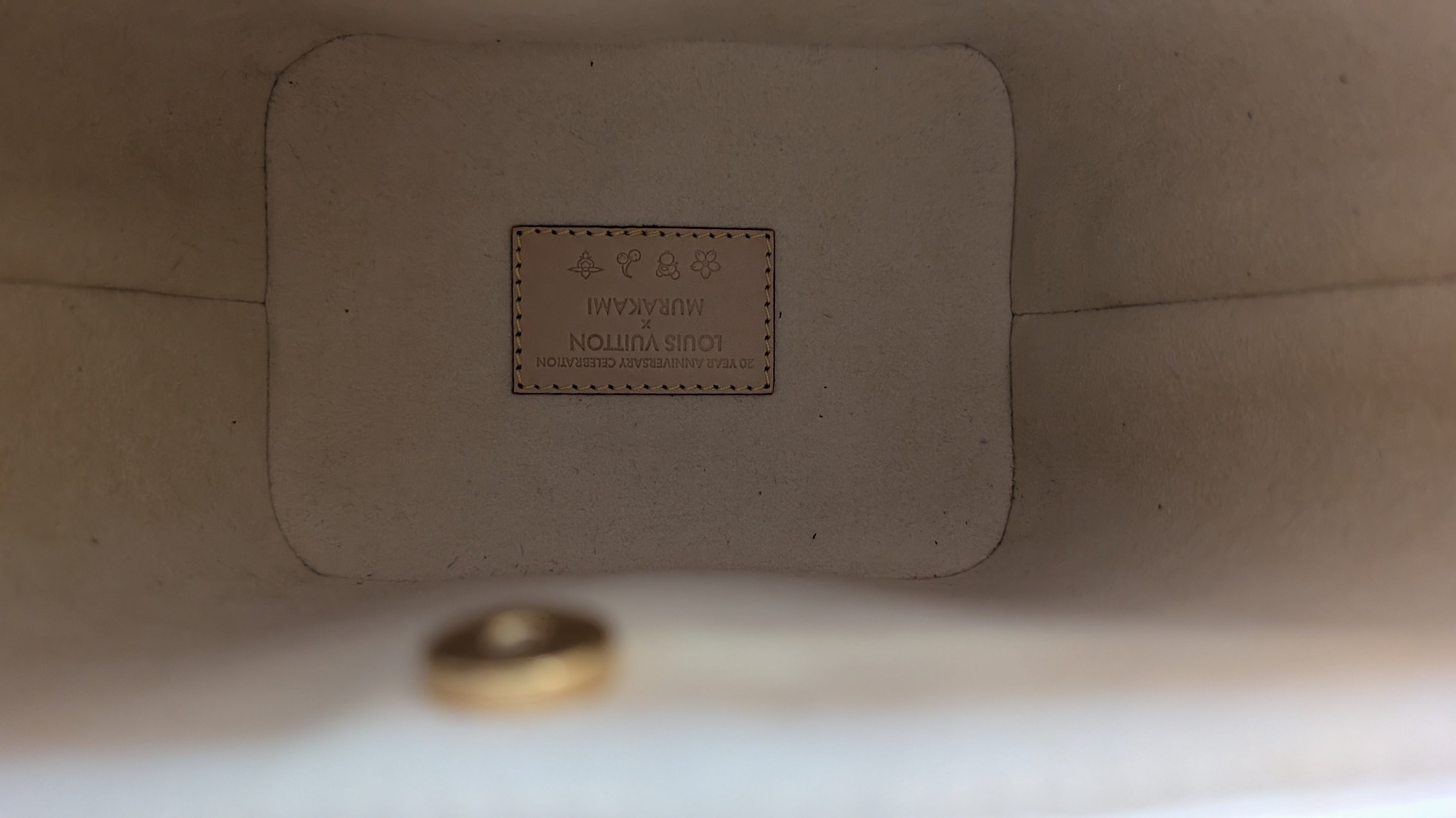 inside Louis Vuitton x Takashi Murakami All In BB Bucket Bag 