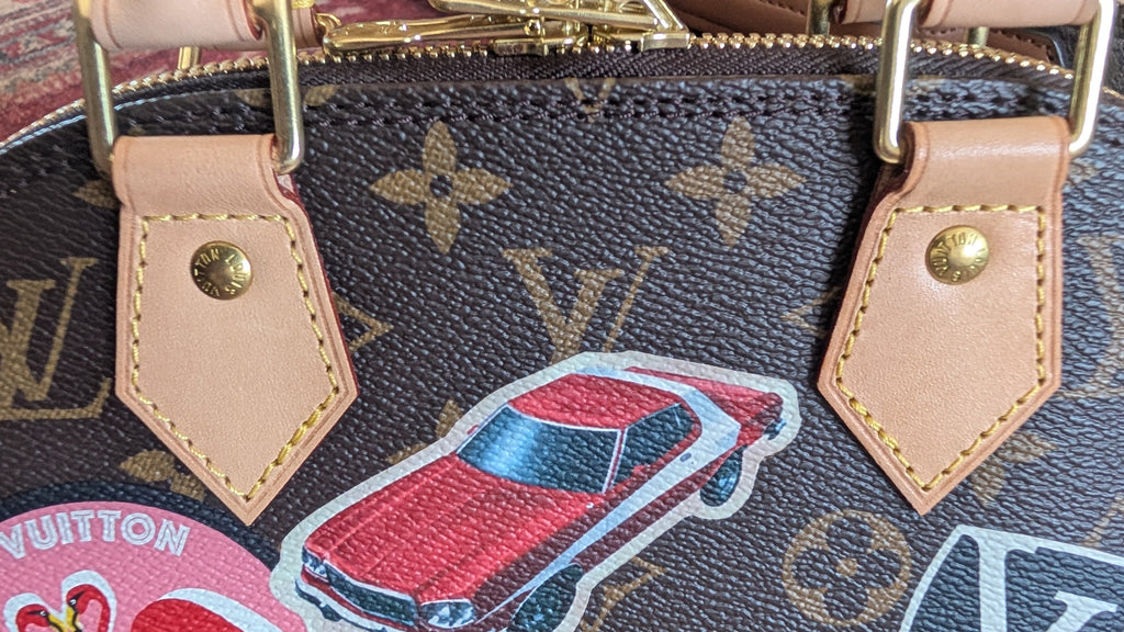 motif Pre-Owned Louis Vuitton Alma BB Monogram World Tour / Travel Sticker Shoulder Bag