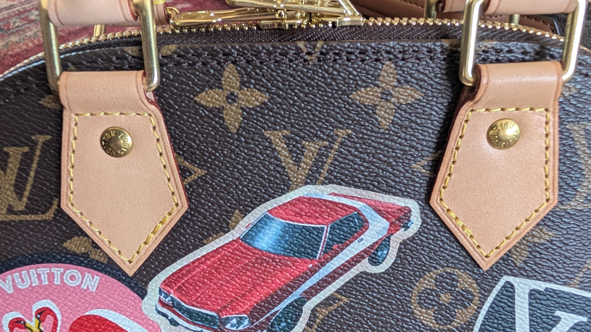 motif Pre-Owned Louis Vuitton Alma BB Monogram World Tour / Travel Sticker Shoulder Bag