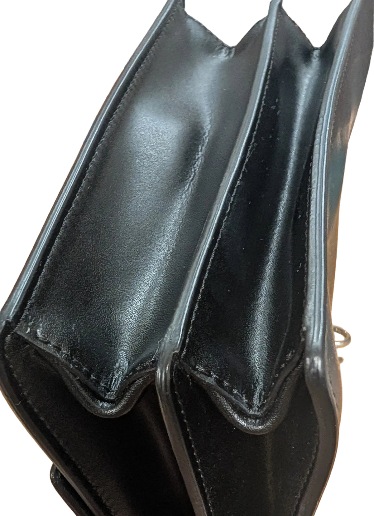 BOTTOM CONDITION Pre-Owned Fendi Kan I Monster Eyes Black Leather Chain Shoulder Bag