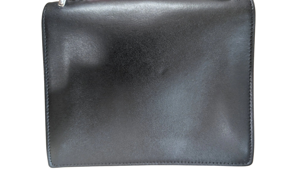 BAck condition Pre-Owned Fendi Kan I Monster Eyes Black Leather Chain Shoulder Bag
