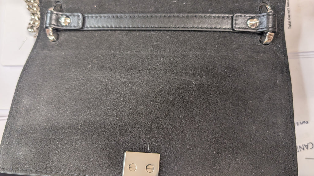 INSIDE Pre-Owned Fendi Kan I Monster Eyes Black Leather Chain Shoulder Bag