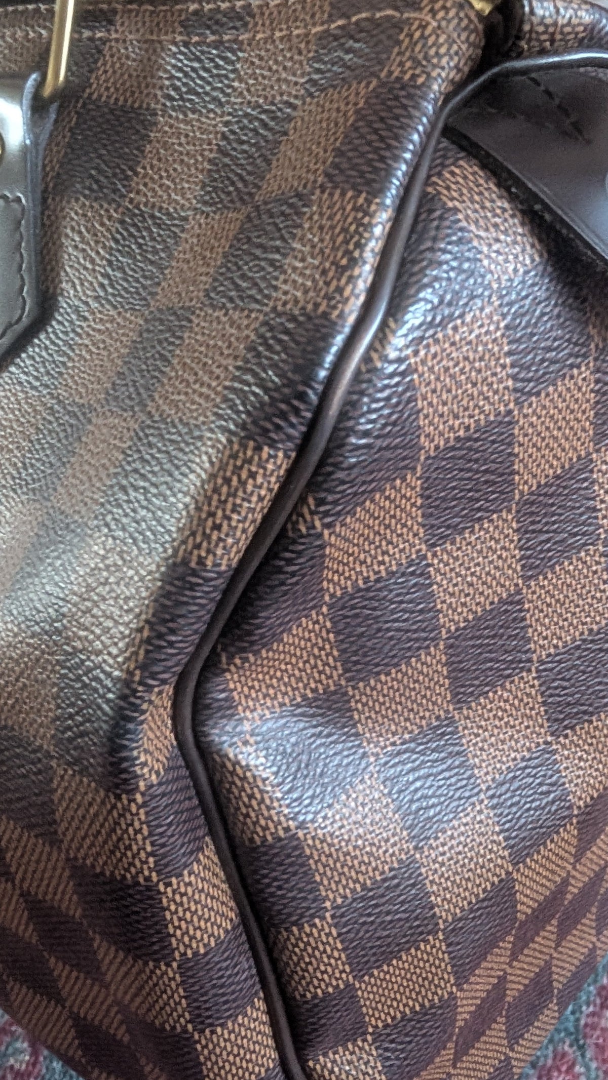 piping close up Pre-Owned Louis Vuitton Speedy 30 Damier Ebene