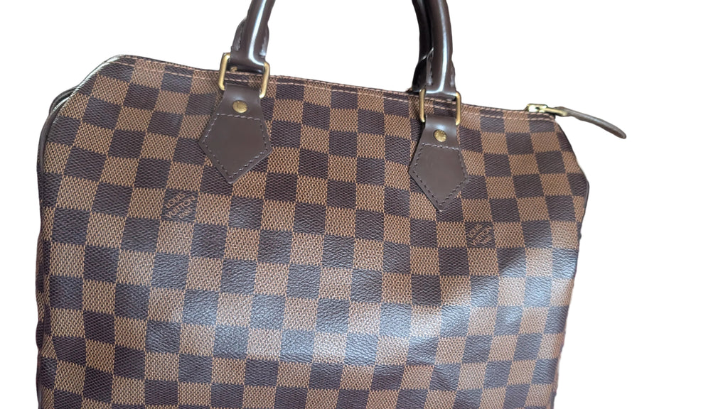 side view Pre-Owned Louis Vuitton Speedy 30 Damier Ebene