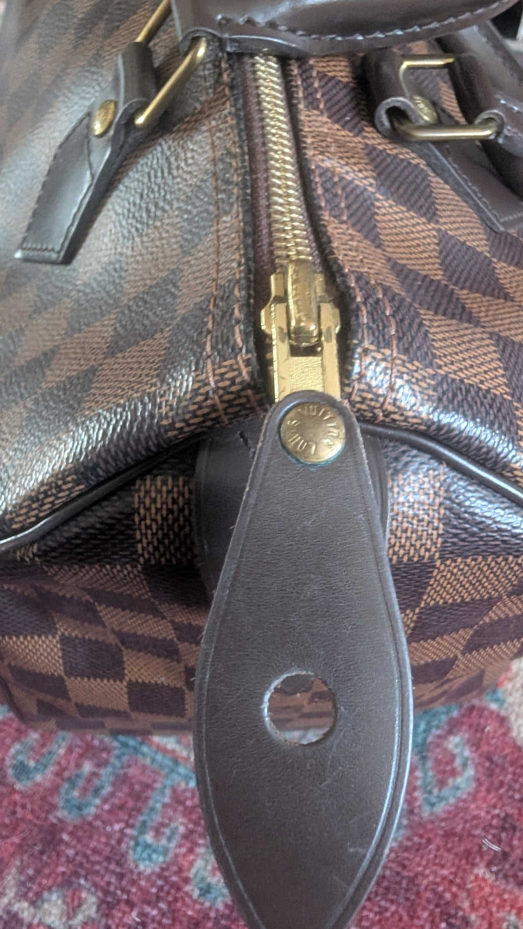 leather tab Pre-Owned Louis Vuitton Speedy 30 Damier Ebene
