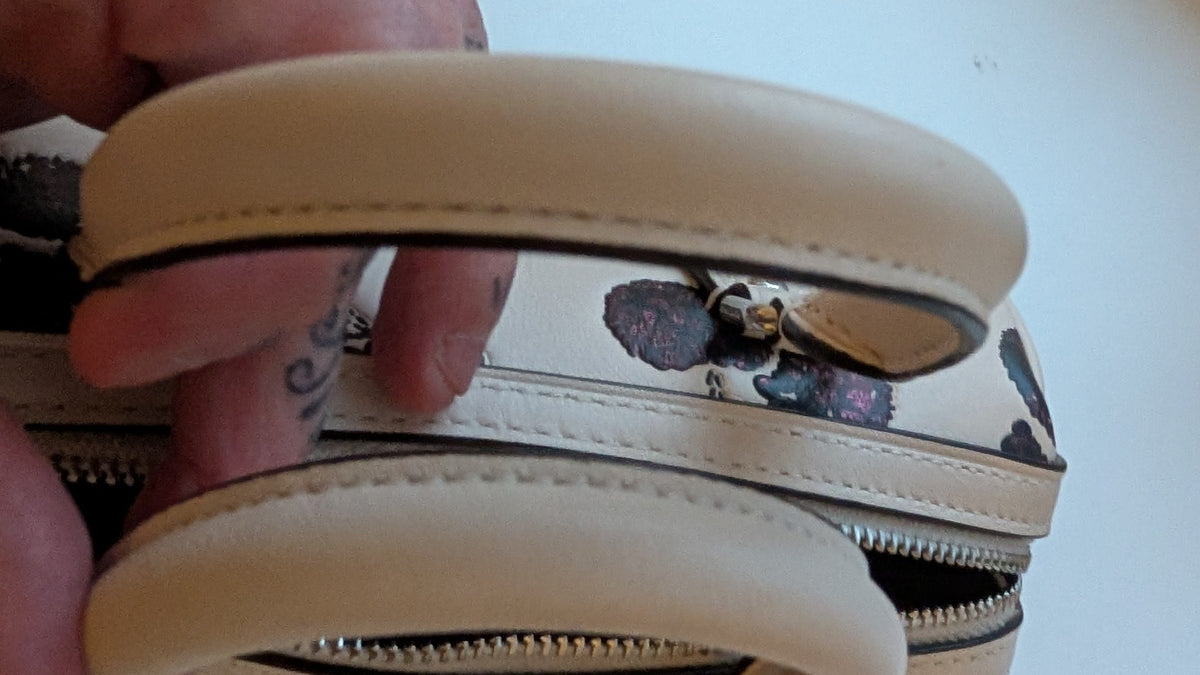 handle condition Pre-Owned Coach Rowan Cherry Print Leather Crossbody / Mini Satchel – Chalk Multi