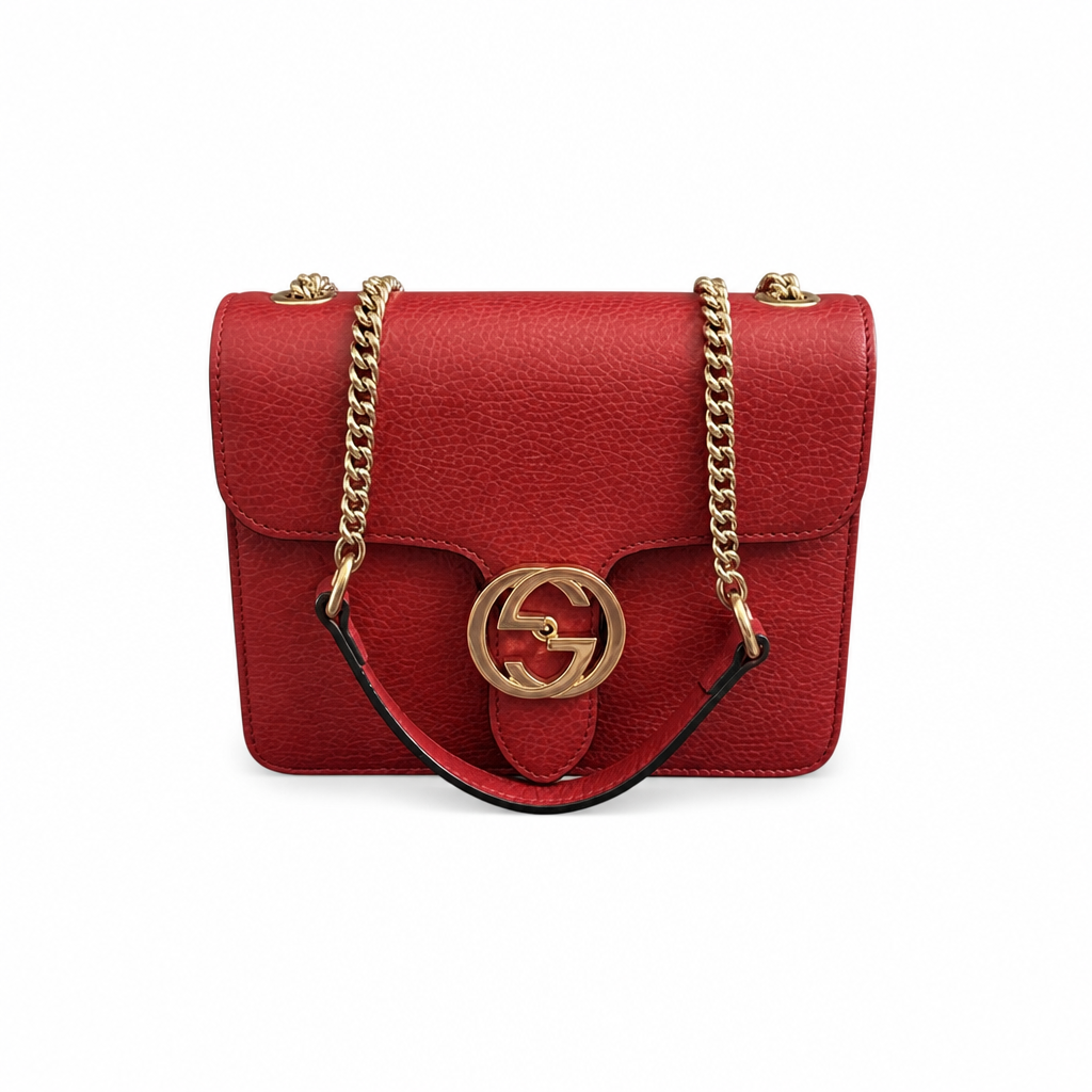 front Pre-Owned Red Gucci GG Interlocking Crossbody Bag