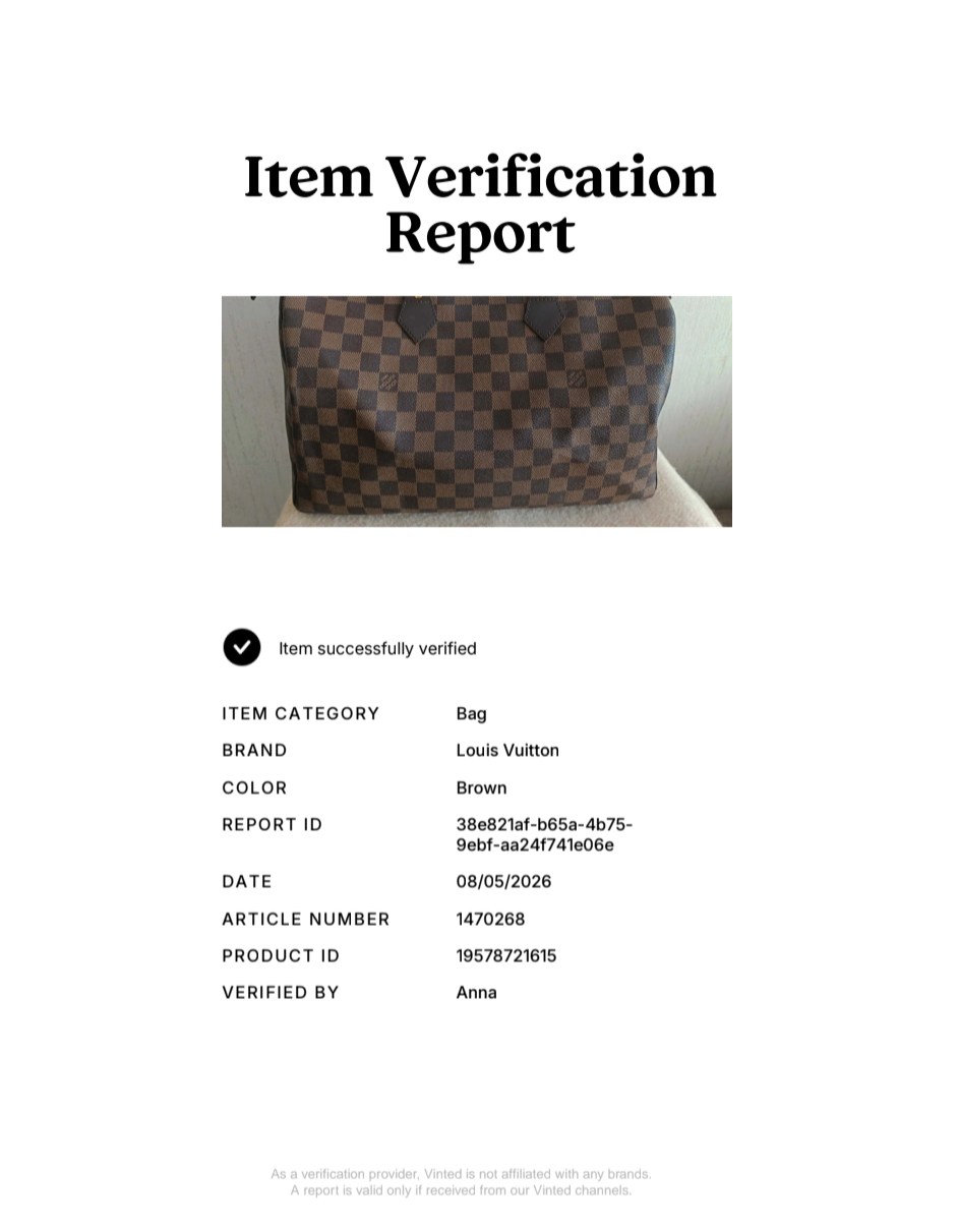 Certificate of authenticiy for louis vuitton speedy 30 damie ebene bag