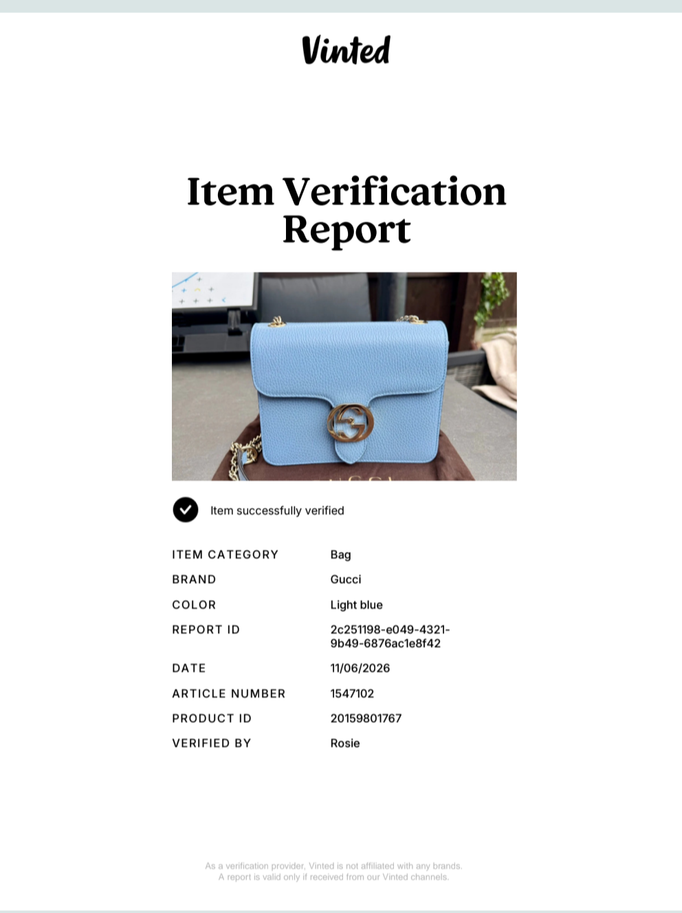 Certificate of Authenticity Pre-Owned Blue Gucci GG Interlocking Cross Body Bag