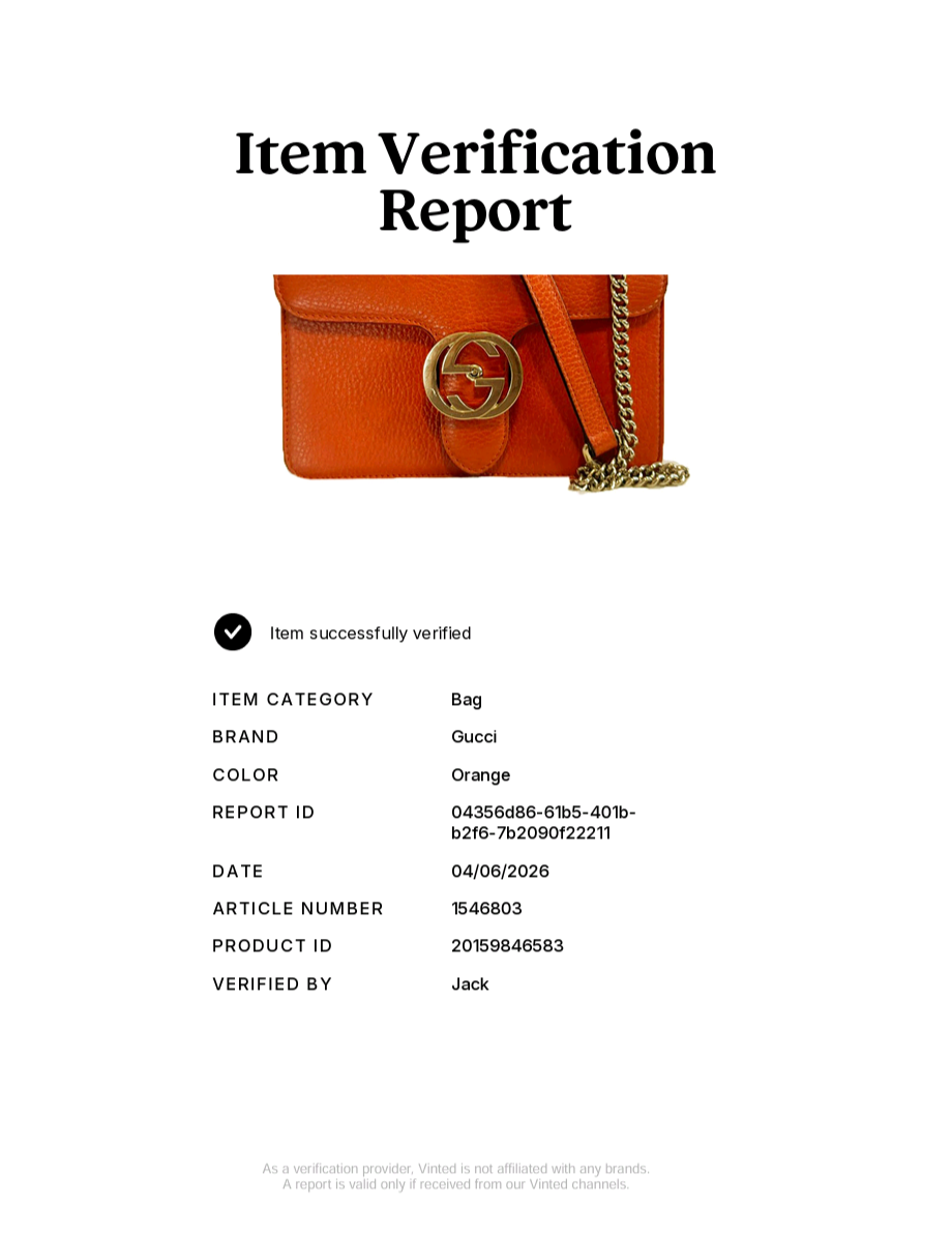 Certificate of authenticity for Orange Gucci GG Interlocking Crossbody Bag 