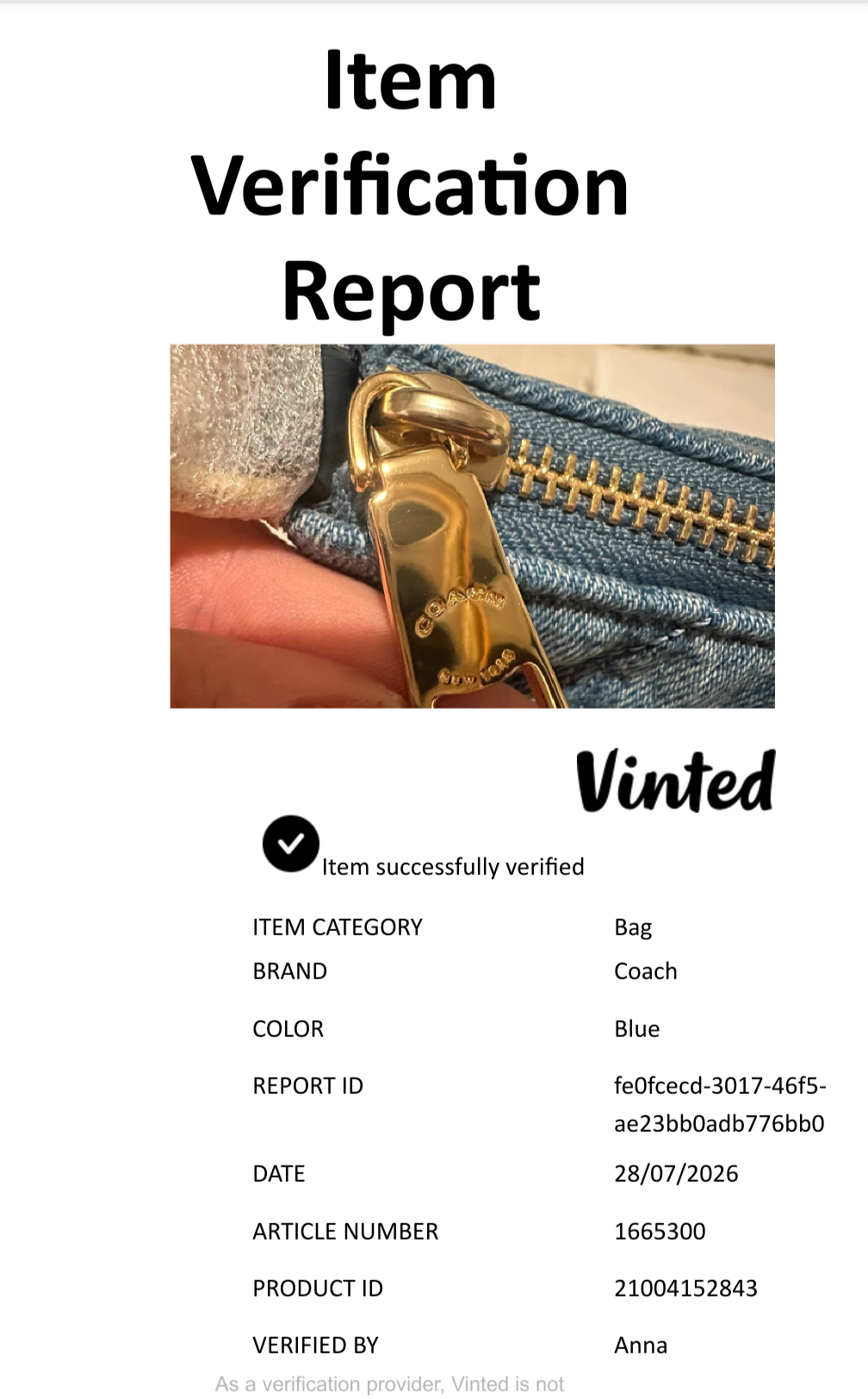 certificate of authenticity Pre-Owned Coach Quilted Denim Convertible Shoulder Bag – New with Tags